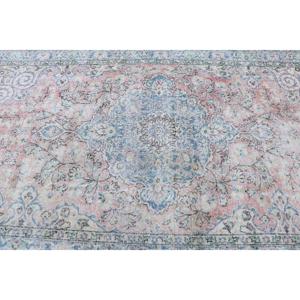 Alfombra Turca Vintage de 5.5x9.4 pies (169x287 cm), Alfombra Abstracta Azul y Rosa - Product Image 5