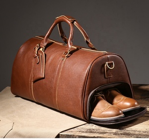 Custom 20inch Genuine <b>Leather</b> Duffle <b>Bag</b> Classic Vintage <b>Weekender</b> Overnight Travel <b>Bag</b> for <b>Men</b> - Product Image 3