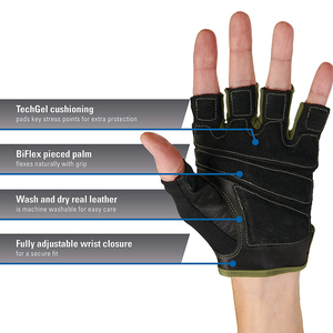 Guantes de medio Dedo de cuero hechos en Pakistán, cómodos guantes de levantamiento de pesas de tela de alta calidad 2025 - Product Image 6