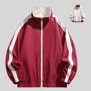 แจ็กเก็ตแฟชั่นแบบใส่กลับด้านได้สำหรับผู้ชายแจ็คเก็ตเบสบอลแบบสตรีทฮาราจูกุเสื้อแจ็คเก็ตเย็บปะโอเวอร์ไซส์มีซิปสีดำ - Product Image 6