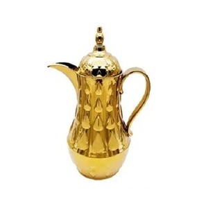 Pot élégant en acier inoxydable fait main Dallah arabe poli à l'or pour la vaisselle de cuisine et l'affichage de l'hôtel - Product Image 3