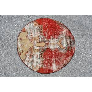 Elégant tapis vintage en laine turque, rouge, beige, motif patchwork, support en Latex, pièce de déclaration parfaite pour la décoration intérieure - Product Image 4