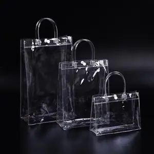 MU热卖透明玻璃纸pvc袋定制印刷带手柄的PVC塑料袋