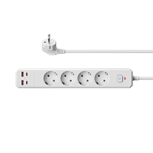 ปลั๊กพ่วง XR-EU-<span class=keywords><strong>A4U</strong></span> 4 ช่องเสียบ 2 พอร์ต USB-C 2 พอร์ต USB-A รองรับ PD20W QC18W กำลังไฟ 2500W พร้อมระบบป้องกันไฟเกิน สำหรับใช้ในบ้านและสำนักงาน - Product Image 1