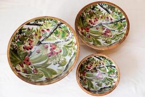 Premium Quality Printed Wooden Serving <b>Bowl</b> Stylish and Durable for Fruits <b>Snacks</b> and Party Displays at Wholesale Price - Product Image 2