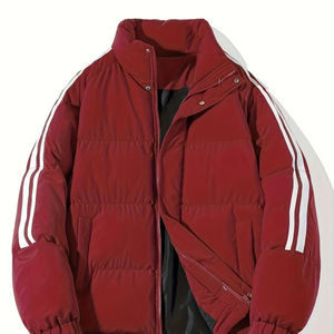 Chaqueta de invierno con logotipo personalizado para hombre, lona acolchada impermeable con cuello levantado, chaqueta acolchada para exteriores, hecha a medida - Product Image 1