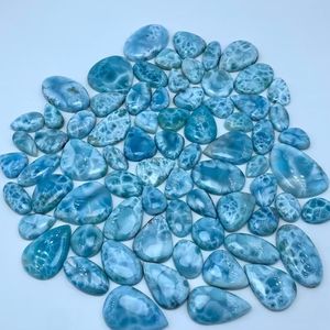 พลอยลาริมาร์ธรรมชาติอัญมณีทรงวงรีทรงหลวมกึ่งมีค่าหลังเรียบอัญมณีทำด้วยมือหินลาริมาร์สำหรับทำเครื่องประดับ - Product Image 5