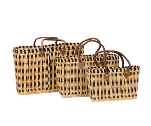 A Symphony of Tradition and Style: Indulge in the Artistry of 100% Handmade Reed Basket Bags Adorned with Chic Leather Finishes