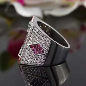 Jiyawatches Luxury Men's 925 <b>Silver</b> Engagement Ring <b>Wedding</b> Occasion Moissanite Pave Setting Inspired Playing <b>Cards</b> for - Product Image 2