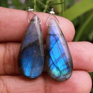Piedras Preciosas de Labradorita Natural, Cambio de Color Azul, Cortes Ovalados/Marquesa/Pera, para Fabricación de Joyería, Aretes, Pares - Product Image 6