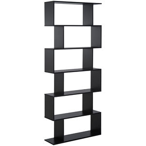 HOMCOM Bibliothèque en bois au design moderne avec 6 étagères 80 × 23 × 192cm Noir - Product Image 1