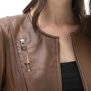 Precio bajo al por mayor de cuero Pu chaqueta de cuero de las mujeres de moda Slim Fit chaqueta de cuero de las mujeres - Product Image 3