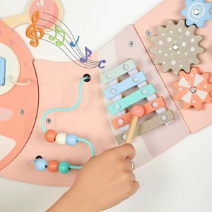 Pink Caterpillar Hands-on und Brain-stimulierende <span class=keywords><strong>Montessori</strong></span> Holz spielzeug Wand paneele Gameplay Diversity Busy Board Toy - Product Image 3