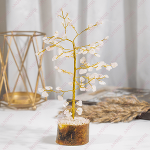 Árbol de cristal curativo de cuarzo rosa de diseño artesanal con 100 chips para decoración del hogar a precio de mayoreo - Product Image 2