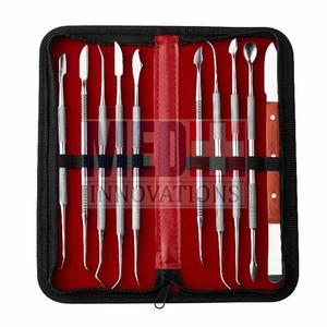 Med Innovation 10 PCS Herramientas de tallado de cera de acero inoxidable Juego de instrumentos de depilación dental con estuche - Product Image 1