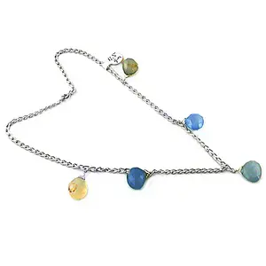 Daily Wear Women's Silver Gemstone <b>Beaded</b> <b>Necklace</b> <b>Fashionable</b> Daily Jewelry - Product Image 1