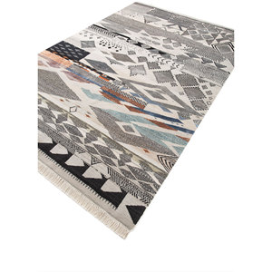 Tapis Manchaha en laine et soie de bambou noué à la main, motif géométrique, rectangulaire, pour couloir, salon d'adolescents, modèle Les-2612 - Product Image 2