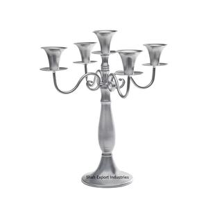 Candelabros de aluminio, centros de mesa para bodas, candelabros con acabado plateado de 5 brazos para decoraciones de mesa para el suelo del hogar - Product Image 2