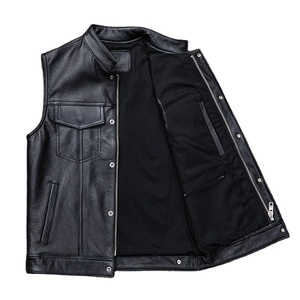 Gilet en simili cuir noir pour homme, style classique, veste de motard élégante, style punk, col montant, veste d'équipe - Product Image 6