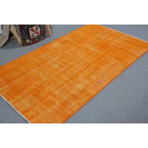 Alfombra turca naranja vintage contemporánea de 37x65 pies, gran área de retazos, respaldo de látex de algas marinas para dormitorio, modelo de pasillo, alfombra - Product Image 2