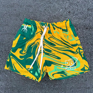 MOQ bajo Verano Sólido Impresión digital High Street Cintura elástica Secado rápido Tallas grandes Pantalones cortos de malla de baloncesto para hombres Fabricante - Product Image 1