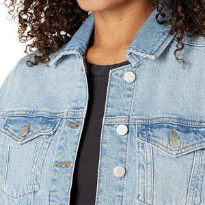 Casual Wear Women's Cotton Knitted Breathable <b>Jeans</b> Jacket-Eco-Friendly Lightweight Design - Product Image 4
