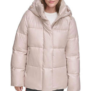 Veste matelassée surdimensionnée grande taille en denim pour l'hiver avec fermeture éclair sur le devant vintage solide et col montant avec logo personnalisé imperméable pour hommes - Product Image 2