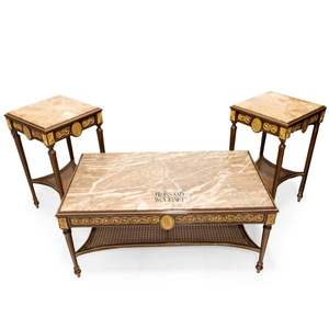 Juego de Mesa de Centro de Madera Clásica de Lujo con Dos Mesas Auxiliares y Estante Inferior - Product Image 2