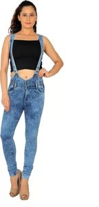 Robe salopette tendance taille haute pour femme, hiver 2025, respirante, écologique, séchage rapide, élégante, en jean avec boutons décoratifs - Product Image 6