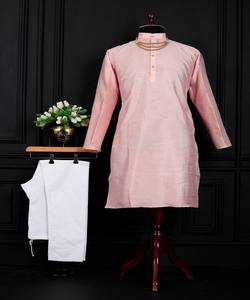 Modern Banjori Silk Plain Work <b>Kurta</b> Payjama Office and Party Wear Ethnic Garment Wholesale Price - Product Image 1