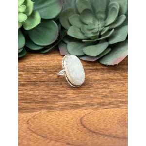Reda Galvan <b>Moon</b> Stone & Sterling Silver <b>Ring</b> Size 7.75 Oval Shape Pattern - Product Image 3