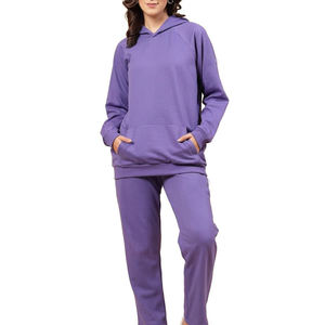 Ensemble 2 pièces zippé pour femme, design vintage décontracté uni, 100% coton molletonné, logo personnalisé, manches longues - Product Image 6