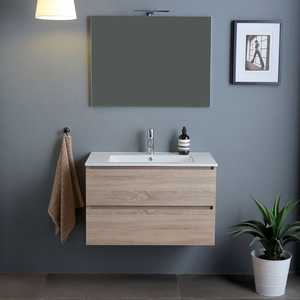 KORICINI Belize 80CM Mobile Bagno Minimalista a Due Pezzi in Legno di Quercia con Cassetti, Montaggio a Parete - Product Image 2