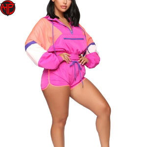 Conjunto Deportivo de 2 Piezas para Mujer, Chaqueta Cortavientos y Pantalones Cortos con Cordón Ajustable, Transpirable, de Secado Rápido, Estilo Urbano, Color Personalizado - Product Image 3