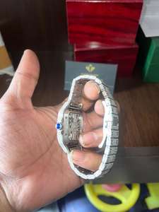 VVS Moissanite oro blanco redondo brillante diamante para hombres regalo Hip Hop colección reloj suizo - Product Image 4