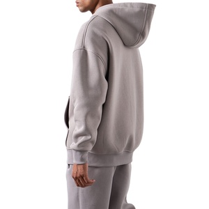 Logo personnalisé pour sweat-shirts à capuche en molleton lourd à coupe régulière, molleton bouclé, cordon de serrage, fermeture éclair, pull unisexe 100% - Product Image 2