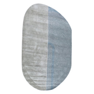 Alfombra Rectangular Tejida a Mano de Lana y Viscosa de Color Azul Sólido, 9x12, para Sala de Estar, Pasillo, Grosor de 10 mm, TNQ-1285 - Product Image 1