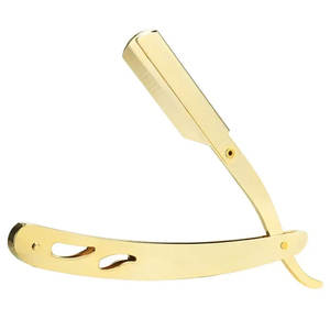 Maquinilla de afeitar de peluquero de grado quirúrgico, maquinillas de afeitar plegables manuales de Color dorado, maquinillas de afeitar de garganta cortadas de 5,5" - Product Image 3