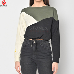 Sudadera recortada de tamaño XS de lujo para mujer, peso ligero, moda de invierno, cuello redondo, técnicas estampadas de punto, lona informal ODM - Product Image 5