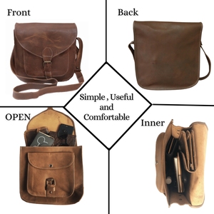 Bolso bandolera de cuero genuino marrón para mujer, bolso de hombro diario con eslinga y monedero cruzado - Product Image 2