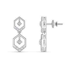 IGI Certified Lab Grown Diamond Geometric Drop <b>Earrings</b> Solid 925 Sterling <b>Silver</b> Hexagon <b>Dangle</b> <b>Earrings</b> for Women - Product Image 2