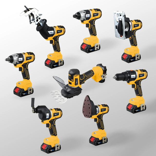 Professional 20V Multi-Function 12-in-1 Cordless Power Tool Combination Kit 12-Head Interchangeable Electric Drill Set