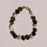 Lot de 15 bracelets personnalisés en pierre naturelle œil de tigre, inspiration automne, tons terreux, perles de culture d'eau douce baroques, bijoux de luxe pour cadeau