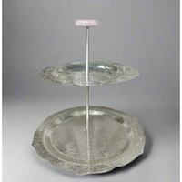 Meistverkaufter 2-stöckiger Goldener Metall-Kuchenständer Umweltfreundlich Modern Hochzeits-Geburtstags-Party-Deko Luxuriöses Dessert-Serviertablett