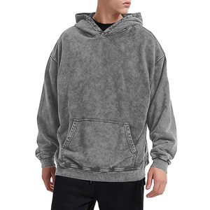 Sudaderas con capucha básicas personalizadas de mezcla de algodón de gran tamaño con lavado ácido, Sudadera con capucha lisa en blanco con forro polar grueso de talla 6XL - Product Image 1