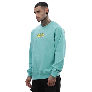 Sweat-shirt à col rond surdimensionné pour homme, vert menthe, imprimé dessin animé, pull décontracté pour l'automne, coupe classique, en coton tricoté - Product Image 3