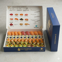 Boîte à sushi pliable en papier écologique de qualité alimentaire avec logo personnalisé et pelliculage mat pour restaurants à emporter
