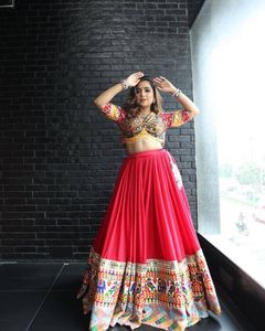 Nuevo diseñador pesado muselina algodón impreso Digital y trabajo de espejo Real Lehenga Choli y trabajo de encaje pesado Dupatta listo para usar - Product Image 4