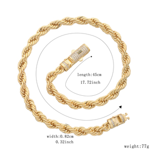 カットツイストチェーンネックレス メンズ＆レディース ヒップホップファッションジュエリー シンプルチェーン - Product Image 1
