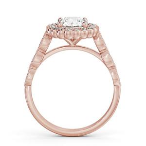 Bague de fiançailles pour femme en or rose 18 carats Vintage Halo floral Cluster Lab Grown Diamond Filigrane Milgrain IGI Certifié pour les fêtes - Product Image 2